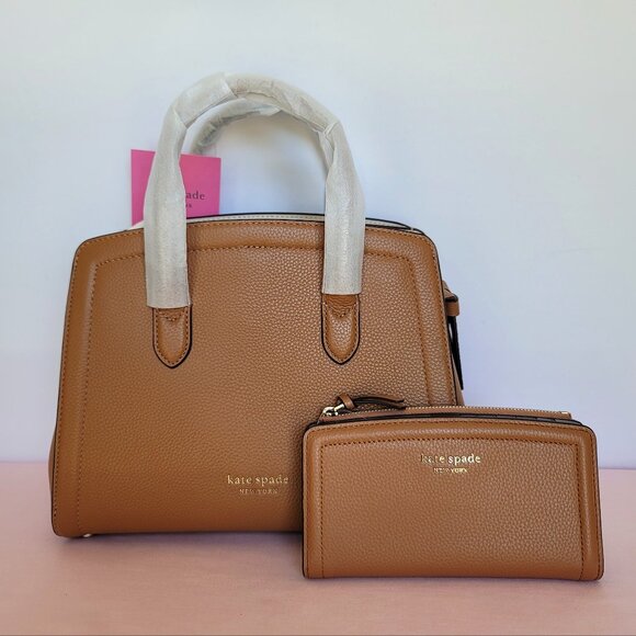 KATE SPADE Handbags - KATE SPADE Knott Pebbled Leather MEDIUM Satchel & Slim Bifold Wallet- Bungalow ⭐